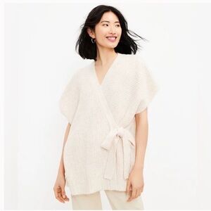 LOFT Sweater Vest‎ Tie Sleeveless Poncho - Size XS/S in cream